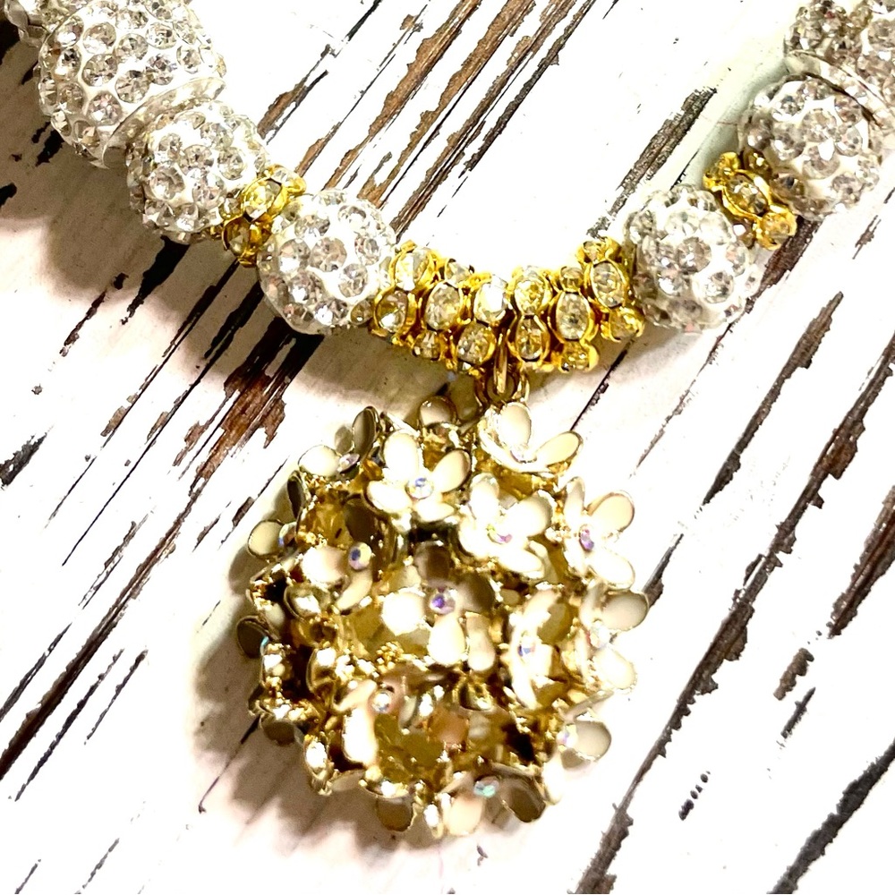 Elegant Gold and Silver Floral  Dog Necklace